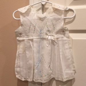 Delicate embroidered, lace trim dress.